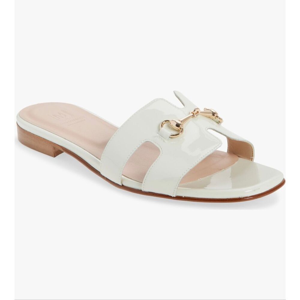 NWT Bruno Magli Bit Slide Sandal- Bone Patent size 9